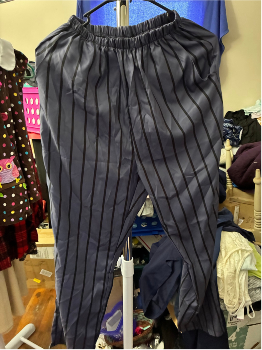 Women's Unbranded Striped Trousers Size S Blue and Black
